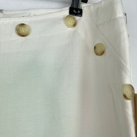 Kenar White Linen Blend Wide Leg Pants Women's Sz 10 New - Picture 3 of 5